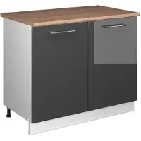 Vicco Wastafelkast Fame-Line, Antraciet Hoogglans/Wit, 100 cm, WB Eik