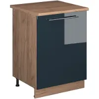 Vicco Wastafelkast Fame-Line Donkerblauw hoogglans/Goudkleurig Eiken 60 cm, Model 63397