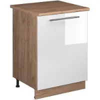 Vicco Wastafelkast Fame-Line, Wit Hoogglans/Goudkleurig Eiken, 60 cm