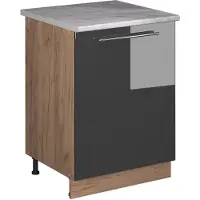 Vicco Wastafelkast Fame-Line, Antraciet Hoogglans/Goudkleurig Eiken, 60 cm