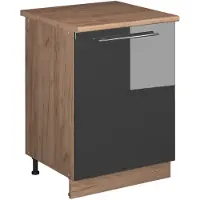 Vicco Wastafelkast Fame-Line Antraciet Hoogglans/Goudkleurig Eiken 60 cm, Model 63377