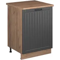 Vicco Wastafelkast Fame-Line, Donkergrijs/Goudkleurig Eiken, 60 cm