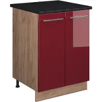Vicco Wastafelkast Fame-Line, Bordeauxrode hoogglans/Goudkleurig Eiken, 60 cm
