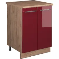 Vicco Wastafelkast Fame-Line, Bordeauxrode hoogglans/Goudkleurig Eiken, 60 cm