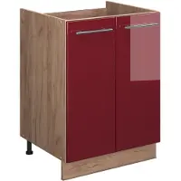 Vicco Wastafelkast Fame-Line, Bordeauxrode hoogglans/Goudkleurig Eiken, 60 cm