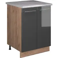 Vicco Wastafelkast Fame-Line, Antraciet Hoogglans/Goudkleurig Eiken, 60 cm
