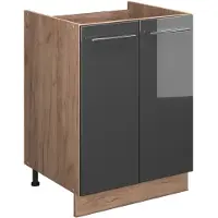Vicco Wastafelkast Fame-Line, Antraciet Hoogglans/Goudkleurig Eiken, 60 cm