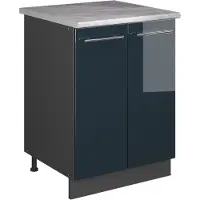 Vicco Wastafelkast Fame-Line Donkerblauw hoogglans/Antraciet 60 cm, Model 65279