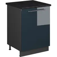 Vicco Keukenonderkast Fame-Line Donkerblauw hoogglans/Antraciet 60 cm 1 deur met werkblad, Model 65174