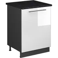 Vicco Keukenonderkast Fame-Line, Wit Hoogglans/Antraciet, 60 cm 1 deur met werkblad