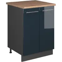 Vicco Wastafelkast Fame-Line Donkerblauw hoogglans/Antraciet 60 cm, Model 65278