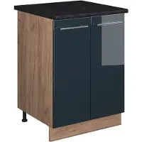 Vicco Wastafelkast Fame-Line Donkerblauw hoogglans/Goudkleurig Eiken 60 cm, Model 65242