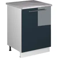 Vicco Keukenonderkast Fame-Line, Donkerblauw hoogglans/Wit, 60 cm 1 deur met werkblad