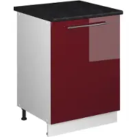 Vicco Keukenonderkast Fame-Line, Bordeauxrode hoogglans/Wit, 60 cm 1 deur met werkblad