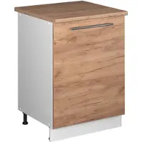 Vicco Keukenonderkast Fame-Line, Goudkleurig Eiken/Wit, 60 cm 1 deur met werkblad