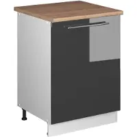 Vicco Keukenonderkast Fame-Line Antraciet Hoogglans/Wit 60 cm 1 deur met werkblad, Model 65117
