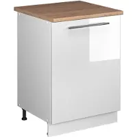Vicco Keukenonderkast Fame-Line, Wit Hoogglans/Wit, 60 cm 1 deur met werkblad