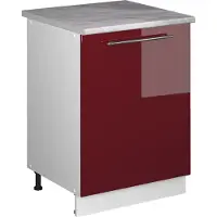 Vicco Keukenonderkast Fame-Line, Bordeauxrode hoogglans/Wit, 60 cm 1 deur met werkblad