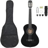 vidaXL 8-delige Gitaarset klassiek beginner 1/2 34" zwart