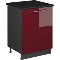 Vicco Keukenonderkast Fame-Line, Bordeauxrode hoogglans/Antraciet, 60 cm 1 deur met werkblad