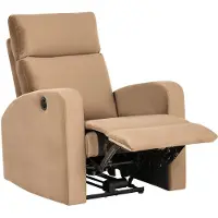 Beliani VERDAL - Relaxfauteuil elektrisch - Lichtbruin - Fluweel