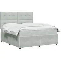 vidaXL LED boxspringbed met matras, lichtgrijs, 180 x 200 cm, fluweel