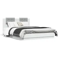vidaXL Bedframe met hoofdeinde, wit, 140x200 cm, houtvezel