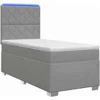 vidaXL Boxspringbed met matras en LED-verlichting, lichtgrijs, 90 x 190 cm, stof