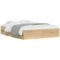 vidaXL Bedframe met lades bewerkt hout sonoma eikenkleurig 150x200 cm