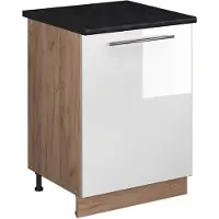 Vicco Keukenonderkast Fame-Line Wit Hoogglans/Goudkleurig Eiken 60 cm 1 deur met werkblad, Model 65210