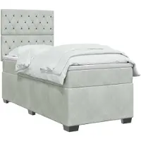 vidaXL Boxspringbed met matras Lichtgrijs 90 x 200 cm Fluweel