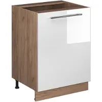 Vicco Keukenonderkast Fame-Line, Wit Hoogglans/Goudkleurig Eiken, 60 cm 1 deur zonder werkblad
