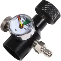 Typecat CO2-tankcilinderadapterconnectorkit, TR21-4-schroefdraad CO2-sodacilinder-navuladapter met 3000 psi-manometer, zwart