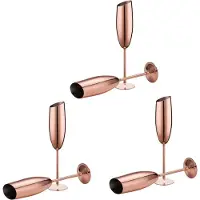 Torribaly Set van 6 champagneglazen van roestvrij staal, roségoud, ongebroken