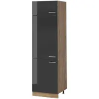 Vicco Hoge kast R-Line Antraciet Hoogglans/Goudkleurig Eiken 60 cm, Model 63200