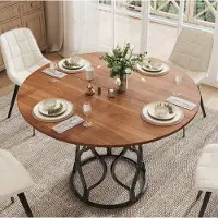 STILVORA Eettafel - Rond Met Opbergblad Voor 4 Tot 6 Personen - Voor Keuken En Eetkamer - Hout En Metaal - 100x100x75 Cm - Walnoot;Zwart