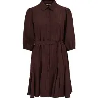 We fashion - Dames jurk met structuur - Curve - Regular fit - Donkerbruin - Plus Size Maat: 50