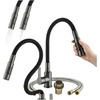 Granitan Keukenmengkraan RENO Gun Metal met Flexibele Uitloop 360° Draaibaar