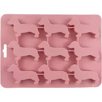 Typecat Siliconen ijsblokjesvorm in de vorm van een teckelpuppy, DIY-ijsblokjesvorm voor thuis, keukengereedschap, siliconen mal, roze