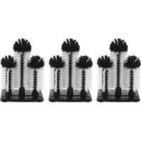 Torribaly 3X Glasreiniger 3 Borstelwasborstels met Zuignapstang voor Bar,