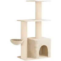 vidaXL Kattentoren met sisal krabpalen Crèmekleurig 133 cm