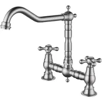Aquanello Keukenmengkraan, roestvrij staal, met kruisgrepen, model Heritage Ascot, merk