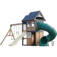 Axi Noud Speeltoestel met Speelhuis, Schommels, Trapeze, Klimwand – Crème Glijbaan en Buisglijbaan