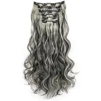 INF 16 Clips Krullende Hairextensions 6 Stuks Grijs