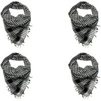Exogio 4X Unisex Scarf Polyester Plaid Tassel Arab Desert Shemagh,Black