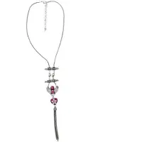 Behave Dames ketting zilver kleur - met roze details 40 cm