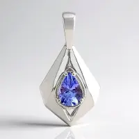 Cavill - Hanger 925 Sterling Zilver Palladium - 0,60 ct Peervormige Briljant Tanzaniet Paars - Elegant - 23x13 mm