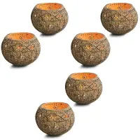 Typecat 3X Kaars Kokosnootschaal, Kaarsenhouders, Handgemaakte Kokosnootschaal Kaarshouder voor Theelichtje Kleine Pijler, Opbergkom