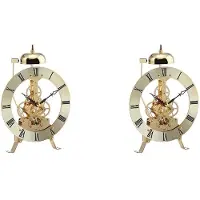 Torribaly 2X Kleine Tafelklok, Metaal, Vintage Tafelklokken, Slaapkamer, Kantoor, Luxe, Mechanische Horloges, Minihorloge, Goud