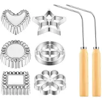 Torribaly 8-Delige Rozetten Timbale Set, Rozet Ijzeren Set met Handvat, Lotus Flower Bunuelos Cookie Maker Mold, Trechter Cake Maker Kit